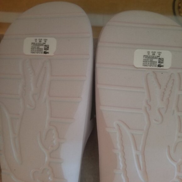 Mens Lacoste Croco Slide Sandals - White/Dark Green, Size 12 main image 4